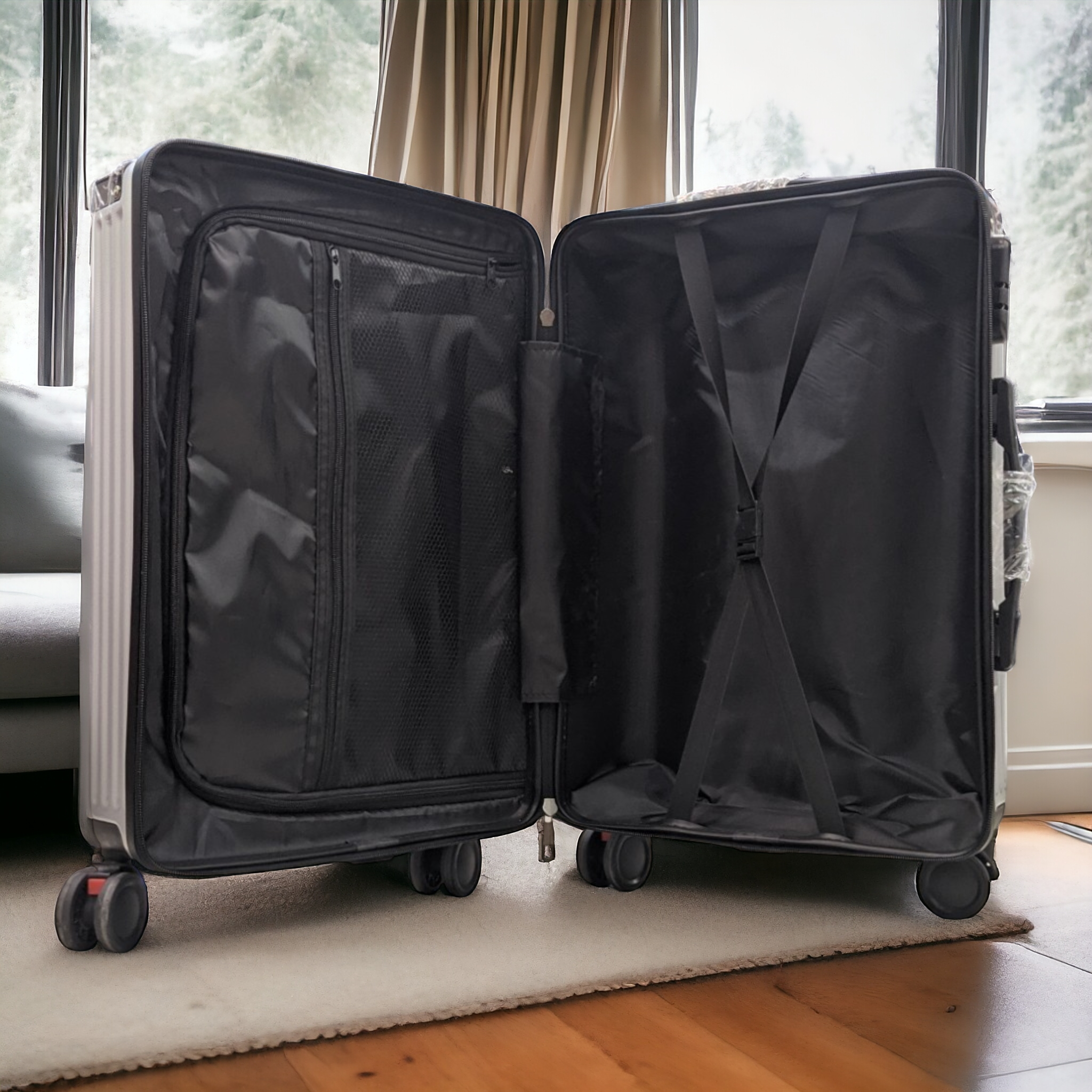 Aluminum Style Fiber Luggage | Carry-On Size - Detachable Wheels