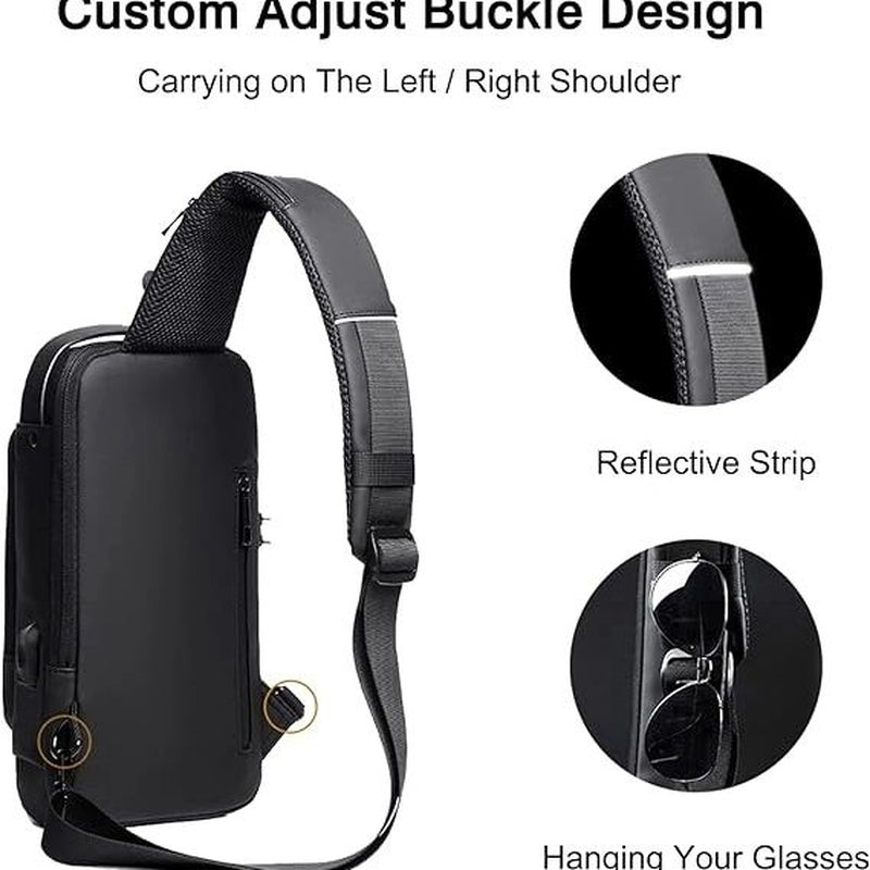 Haris Luggage cross body travel pouch with adjustable buckle design and reflective strip for easy carrying