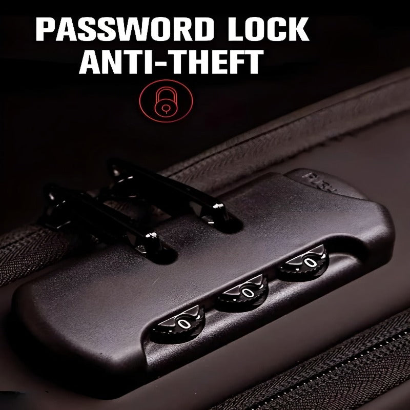 Haris Luggage cross body travel pouch featuring a secure password lock for anti-theft protection