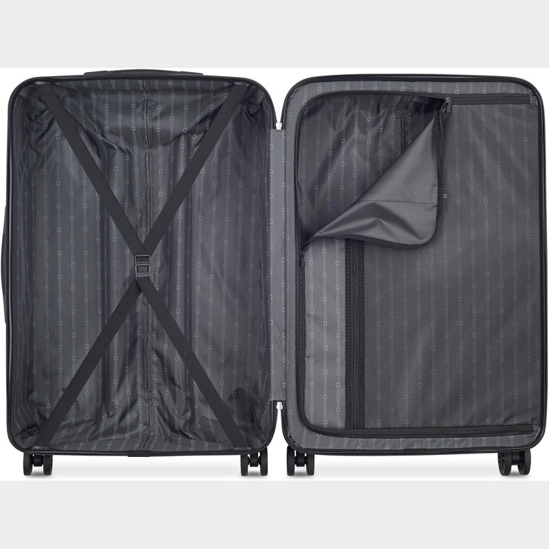 Interior view of Delsey Ophelia luggage bag featuring spacious compartments and secure straps