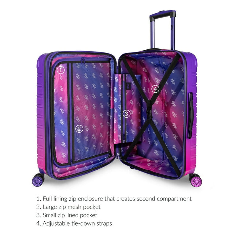 IFLY FIBERTECH suitcase Pakistan with colorful interior, zip pockets, and adjustable straps for organized packing