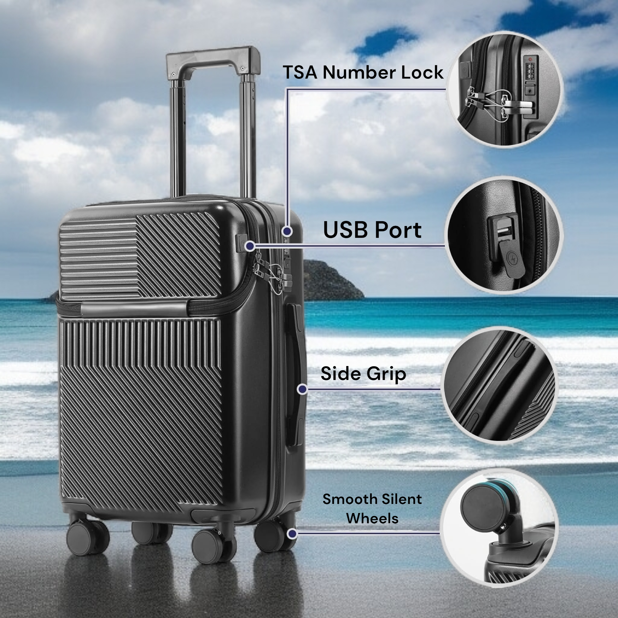 Aluminum Style Premium Luggage | Front Opening | HL 11995 - Haris Luggage