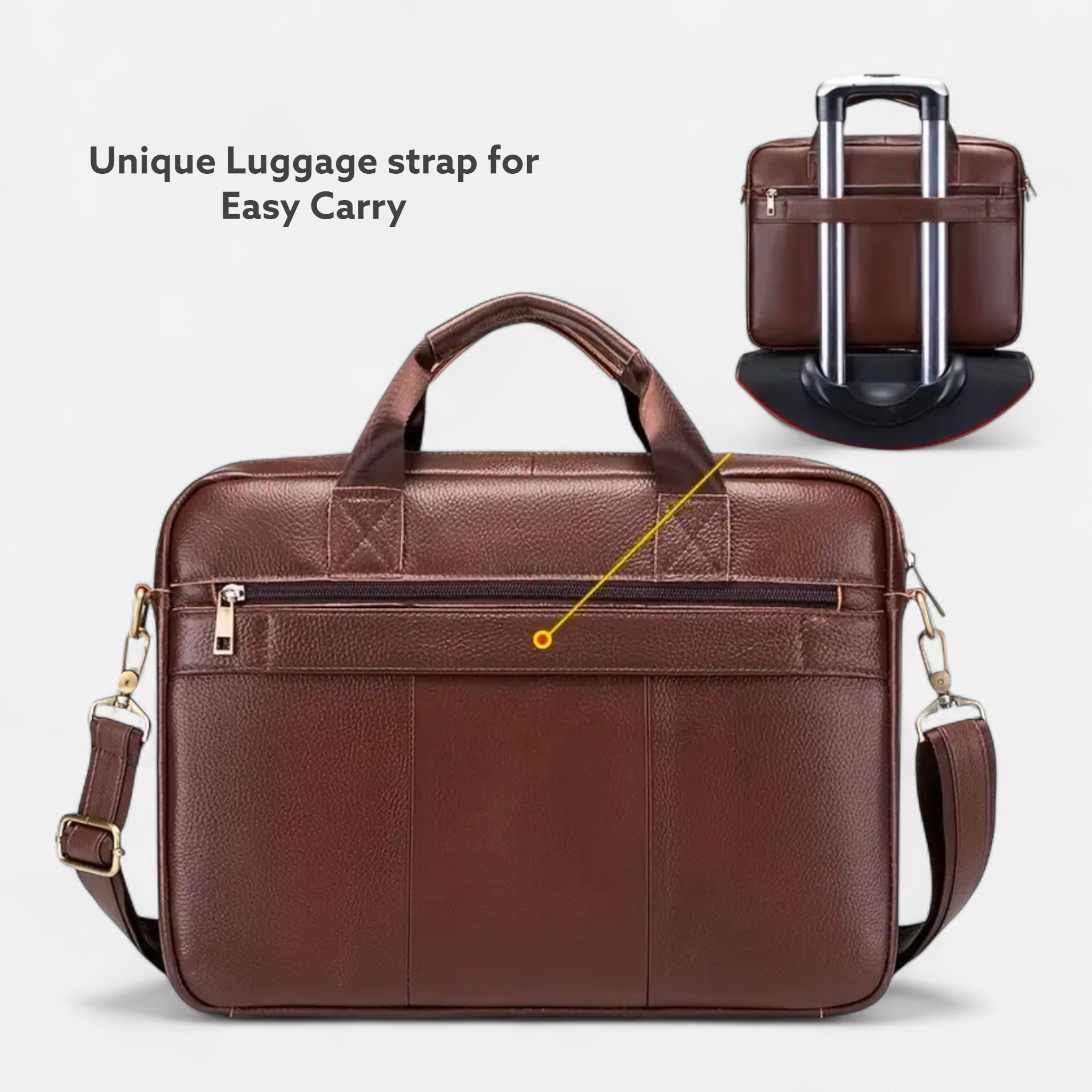 Original Leather Briefcase with Shoulder Strap | Premium Quality | HL 11679 - Haris Luggage
