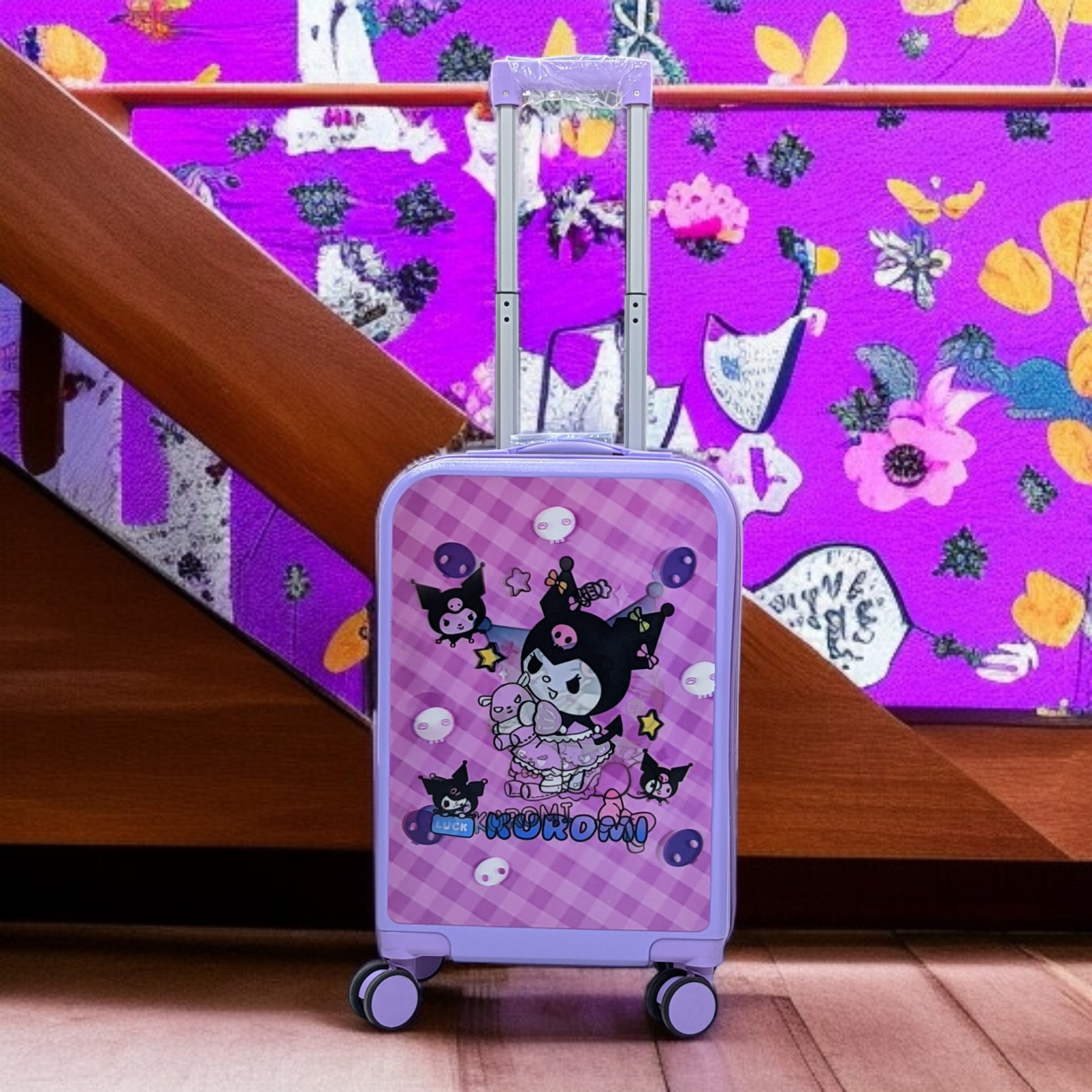 Kuromi 3D Character Kid's Cabin Luggage | Premium Quality | Concealed Lock - Haris Luggage
