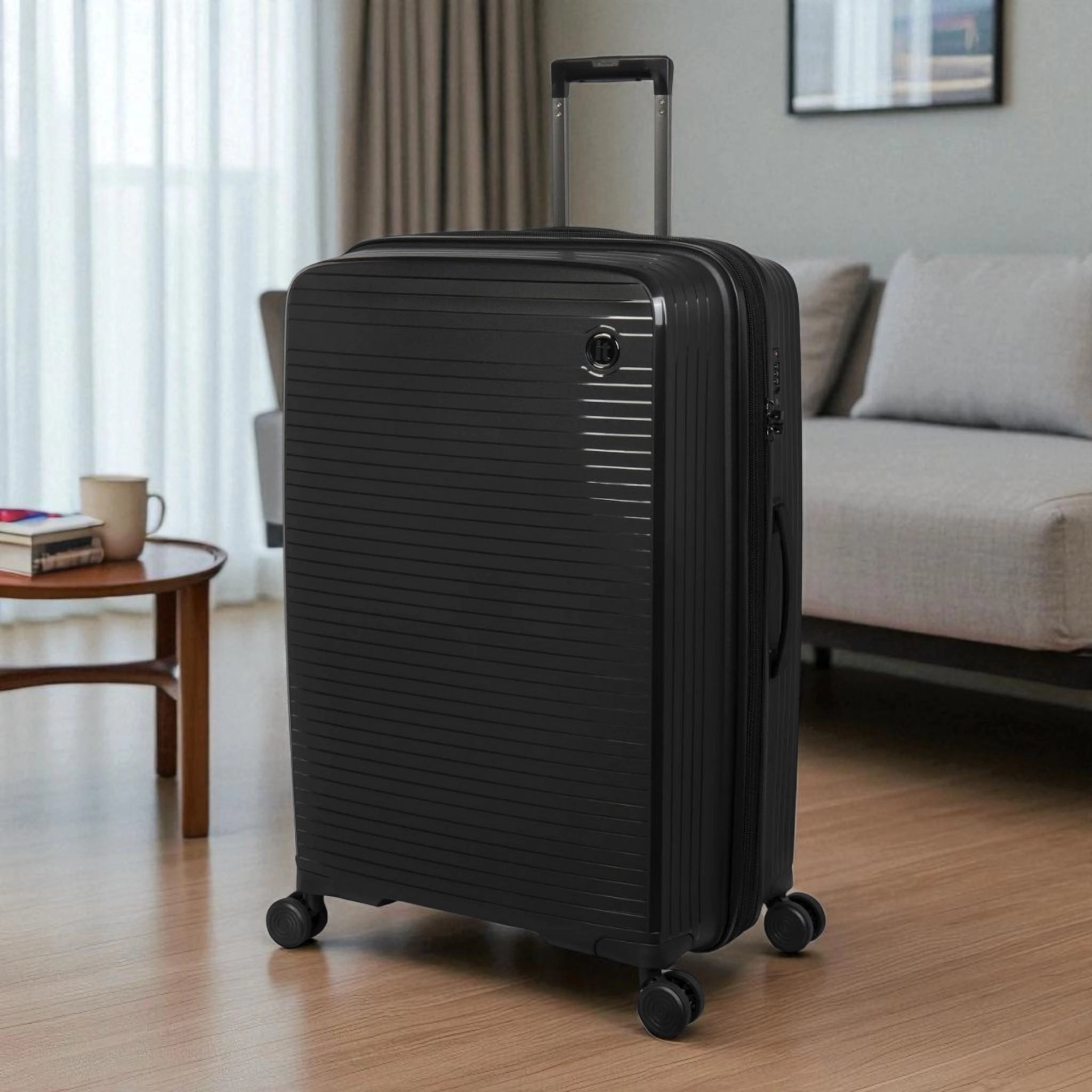 Haris Luggage TSA approved 360 spinner suitcase in sleek black design for easy travel