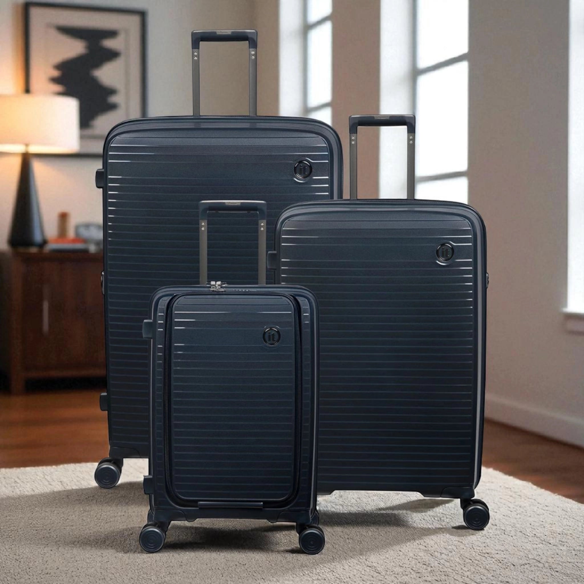 Haris Luggage TSA approved 360 spinner suitcase set in sleek black with durable design