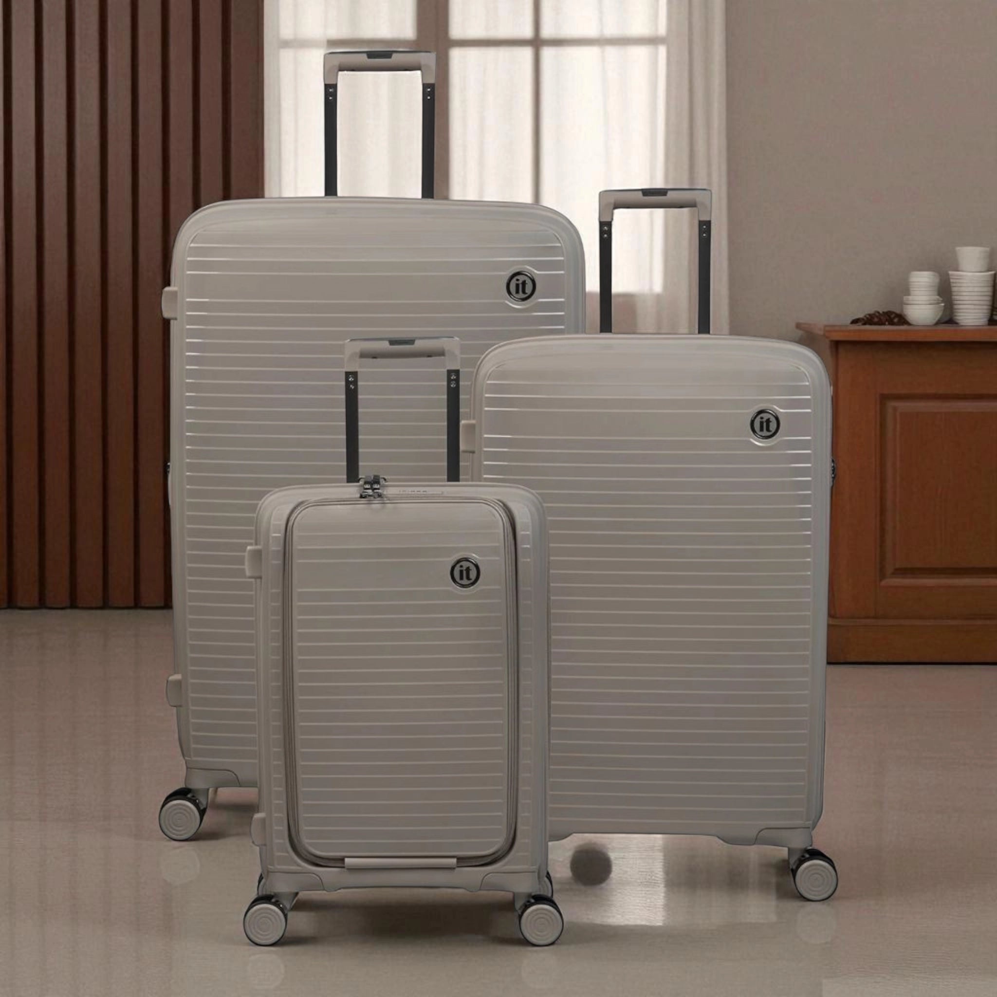 Set of Haris Luggage TSA approved 360 spinner suitcase in silver color with stylish design