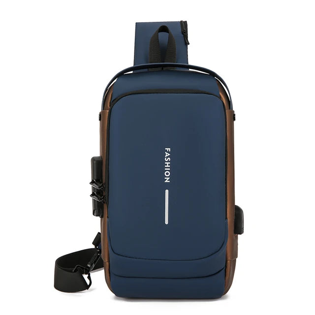 Haris Luggage cross body travel pouch in navy blue, designed for convenience and style on the go