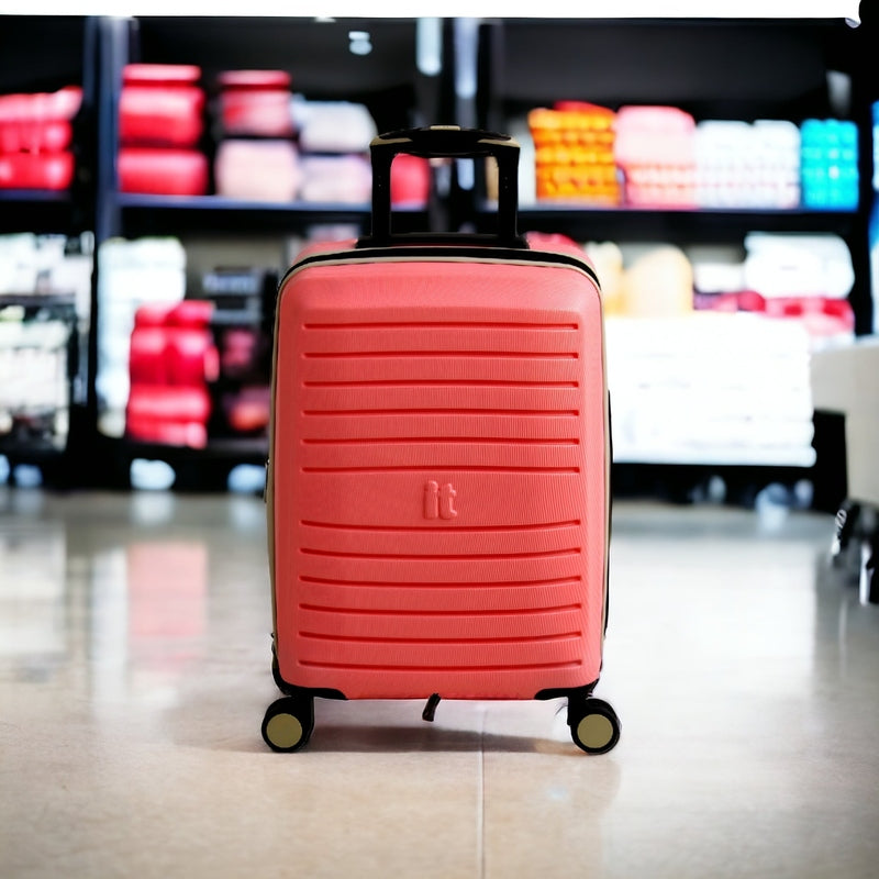 Haris eco-friendly luggage set in coral color with smooth-rolling wheels and durable design