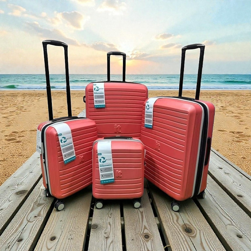 Haris Luggage Eco-Friendly Luggage Set in Coral Color Perfect for Sustainable Travel