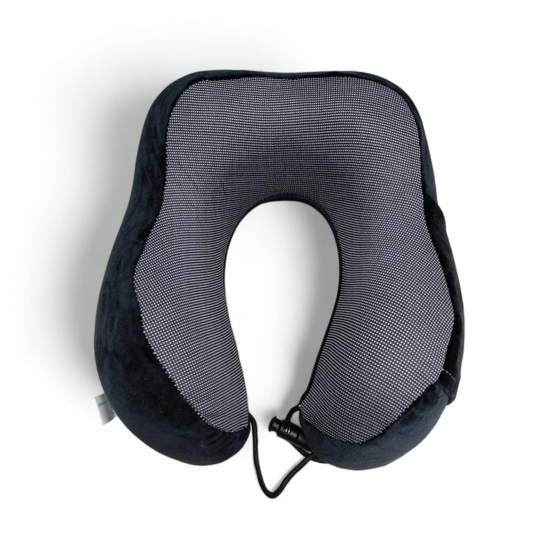 Haris Luggage Travel Neck Pillow for Flights in Black with Soft Plush Fabric and Supportive Design