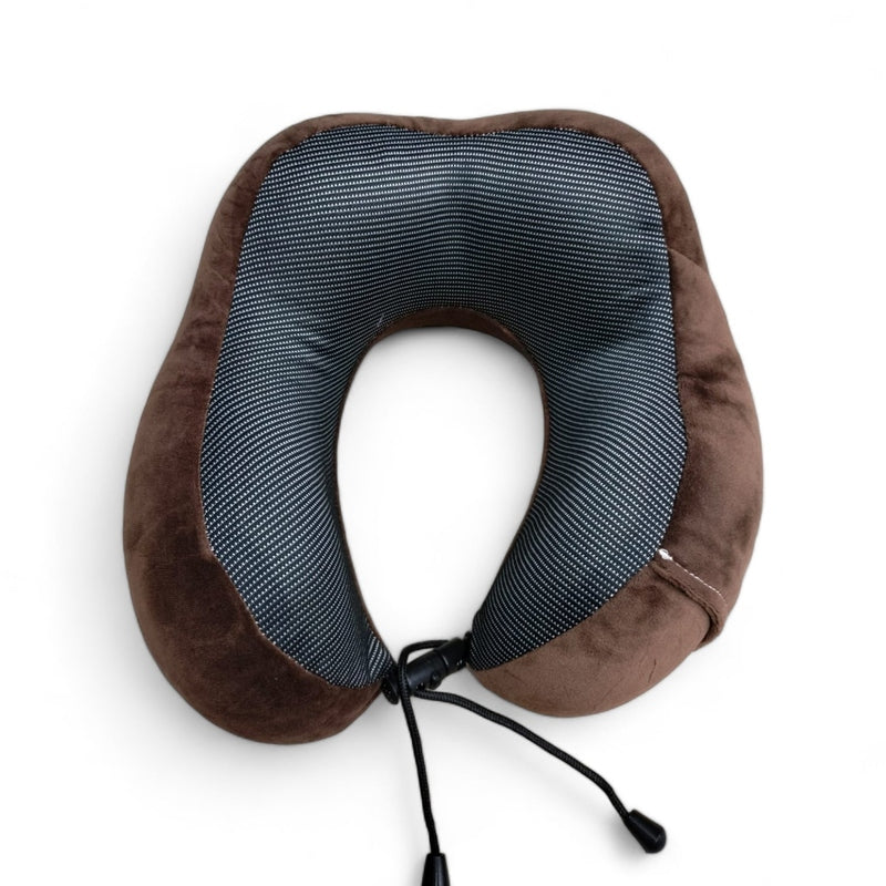 Brown Haris Luggage travel neck pillow for flights with soft fabric and adjustable tie for comfort