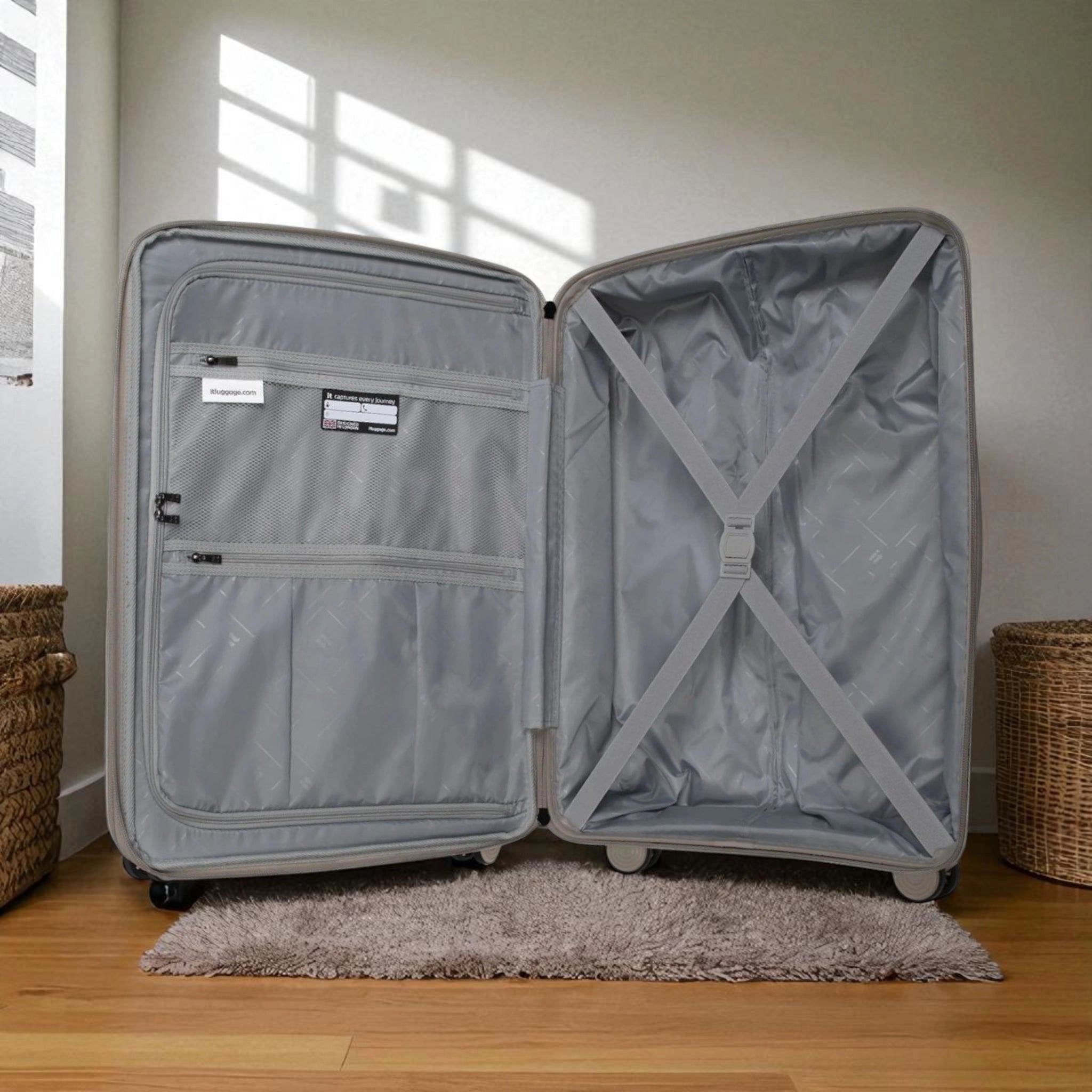 Haris Luggage TSA approved 360 spinner suitcase with spacious interior and organized compartments